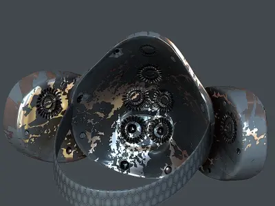 Gas mask helmet 3d model scifi Low-poly Low-poly 3D model 2