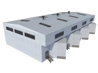 industrial building warehouse 4 Low-poly 3D model