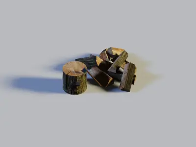firewood two pieces of wood Low-poly 3D model