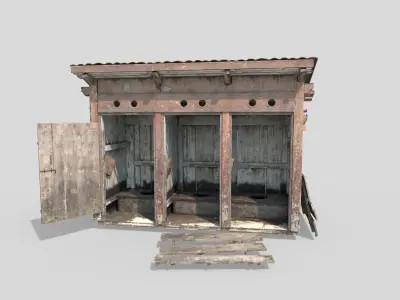 Abandoned Wooden Toilets 3D model