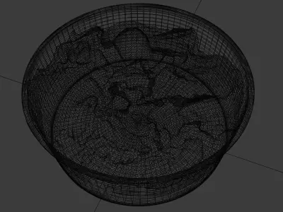 Poke bowl striped prawn or caramote prawn and Teriyaki sauce 3D model