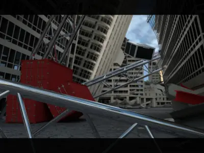 Broken city - city ruins -  rubble city 3Dmodel 3D model
