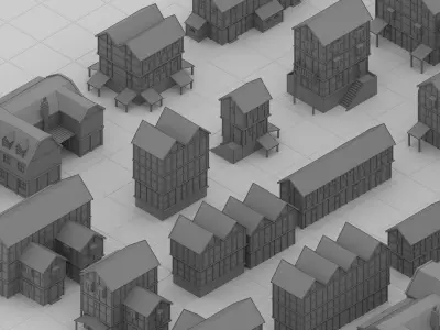 115 Basemesh Medieval Building Collection Low-poly 3D model