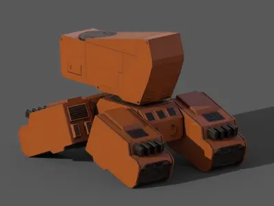 Robot tank Low-poly 3D model