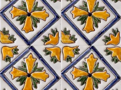 Blue Frame Talavera Ceramic Tiles Texture