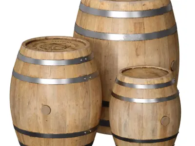 Wooden barrels 3D model
