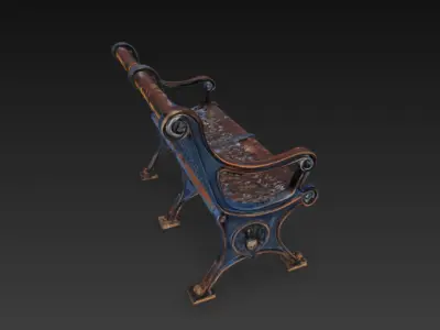 Realistic rusted bench 3D model
