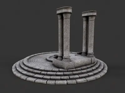 Ancient Circular Stone Platform Altar 2 Low-poly 3D model