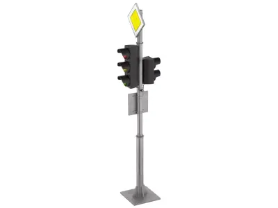 Traffic Lights and Road Signs 2 Low-poly 3D model