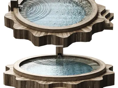 star wooden pool Low-poly 3D model