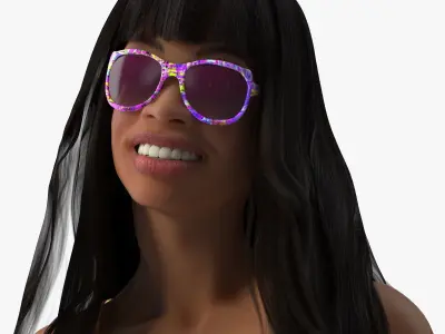 Beach Style Light Skin Young Black Woman Rigged for Maya 3D model