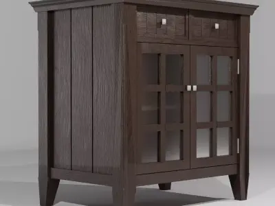 Cabinet wooden with glass doors Free 3D model