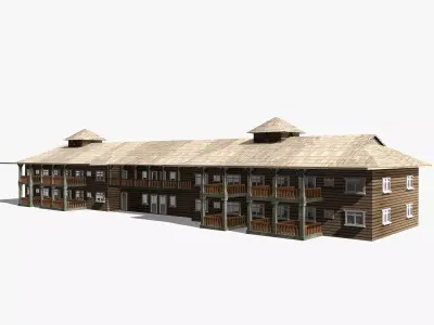 Wooden House Low-poly 3D model 9