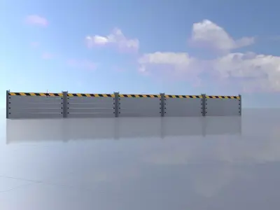 Aluminum flood barrier 1 m x 10 m Low-poly 3D model