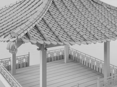 Korean style gazebo 3D model