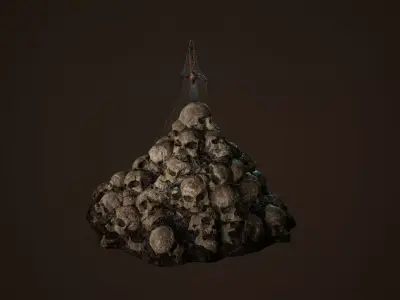 Stylized Skull Pile - Game Ready and 3D Print Compatible Low-poly 3D model