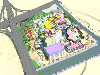 Theme Park Modern street Sci-fi architecture amusement equipment 3D model
