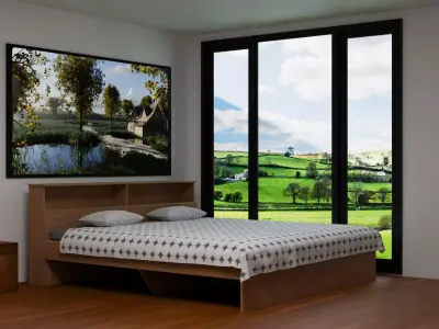 Wooden Bed Free 3D model