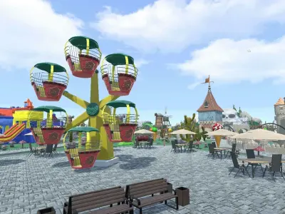 Big amusement Park - carousels and entertainment 3D model