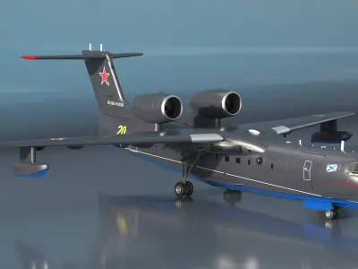  Be 200 Amphibious Aircraft Rigged for Cinema 4D 