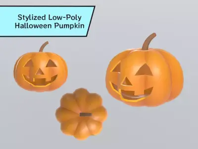 Stylized Low-Poly Halloween Pumpkin Low-poly 3D model