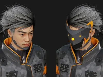 Game Ready Ninja Cyborg - Mannequin Rig UE5 Low-poly 3D model