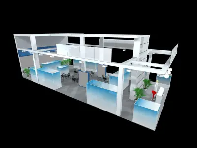 exhibition stall design  3 side open Low-poly 3D model 3D model