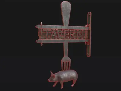 Medieval Tavern Sign  Low-poly 3D model
