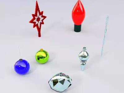 Christmas decoration items 3d model  Low-poly 3D model