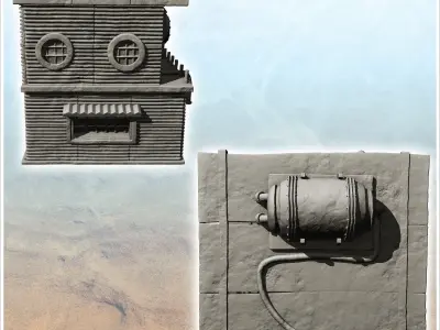 Tin building with roof generator and rounded windows -9- 3D print model