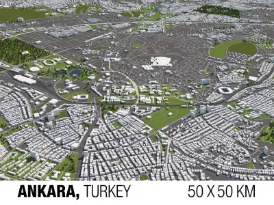 Ankara 50x50km City Map Model 3D model