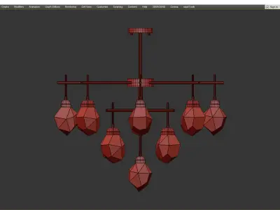 CRISTEL B gold chandelier with crystals Low-poly 3D model