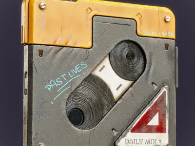 Sci-fi Retro Tape PBR Low-poly 3D model