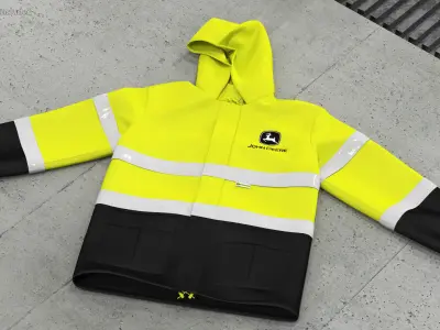 John Deere Safety Rain Jacket High Visibility 3D model