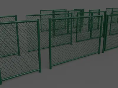 PBR Chain Link Fence For Court F Low-poly 3D model