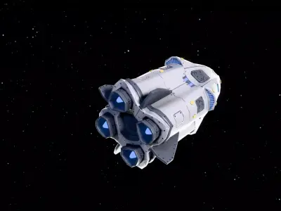 Stylized Sci-Fi Rocket Low-poly 3D model