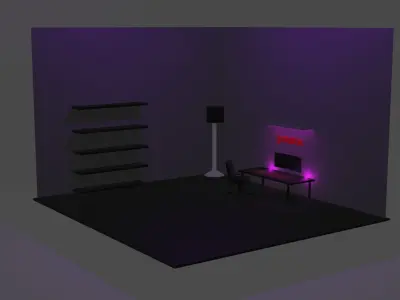setup room with lighting and desk 3D model