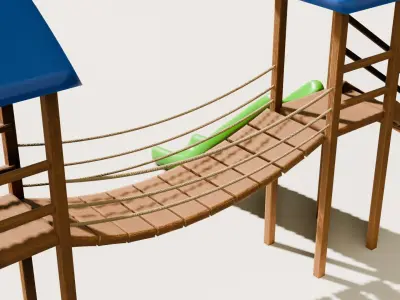 Playground castle with a slide Low-poly 3D model