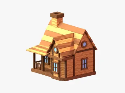 Wooden Cabin 3D Illustration 3D model