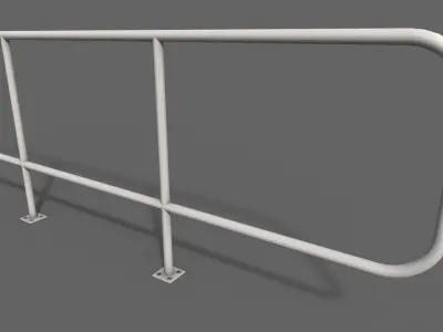 PBR Pedestrian Guard Rail White V5 Low-poly 3D model