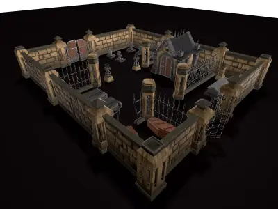 OLD CEMETERY ASSET PACK Low-poly 3D model