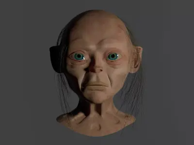 Gollum old face with eyes Low-poly 3D model
