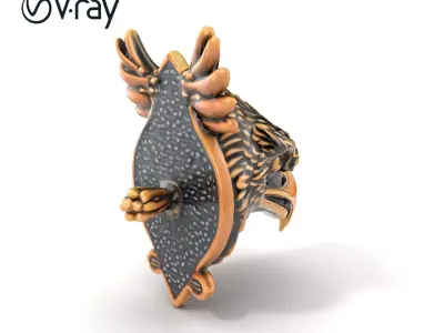 Eagle Head Door Knocker Sculpture model pack Low-poly 3D model