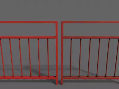 PBR Pedestrian Guard Rail Red V4 Low-poly 3D model