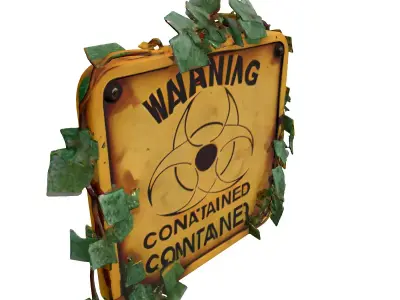 Overgrown Biohazard Warning Sign Low-poly 3D model
