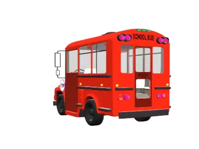School Bus 3D Cartoonish Model Low-poly 3D model