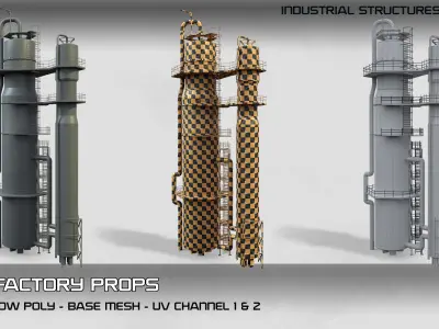 industrial structures Vol 01- 5 Factory Props (Low Poly - Base Mesh)