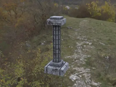 Old Temple Column Free 3D model