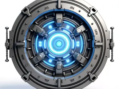futuristic sci-fi circular vault door 3D print model