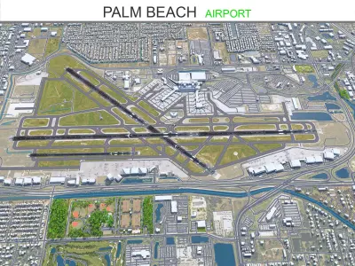 West Palm Beach Airport 10km Low-poly 3D model
